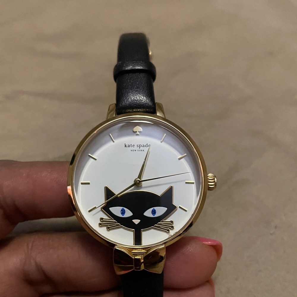 Kate Spade Black and Gold Cat Watch